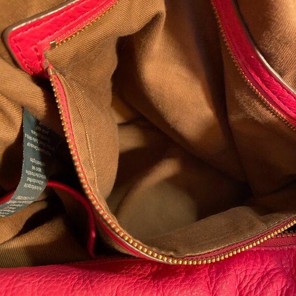 Ralph Lauren Pebbled Leather Shoulder Bag - Hot Pink - Brass Hardware - Picture 9 of 15